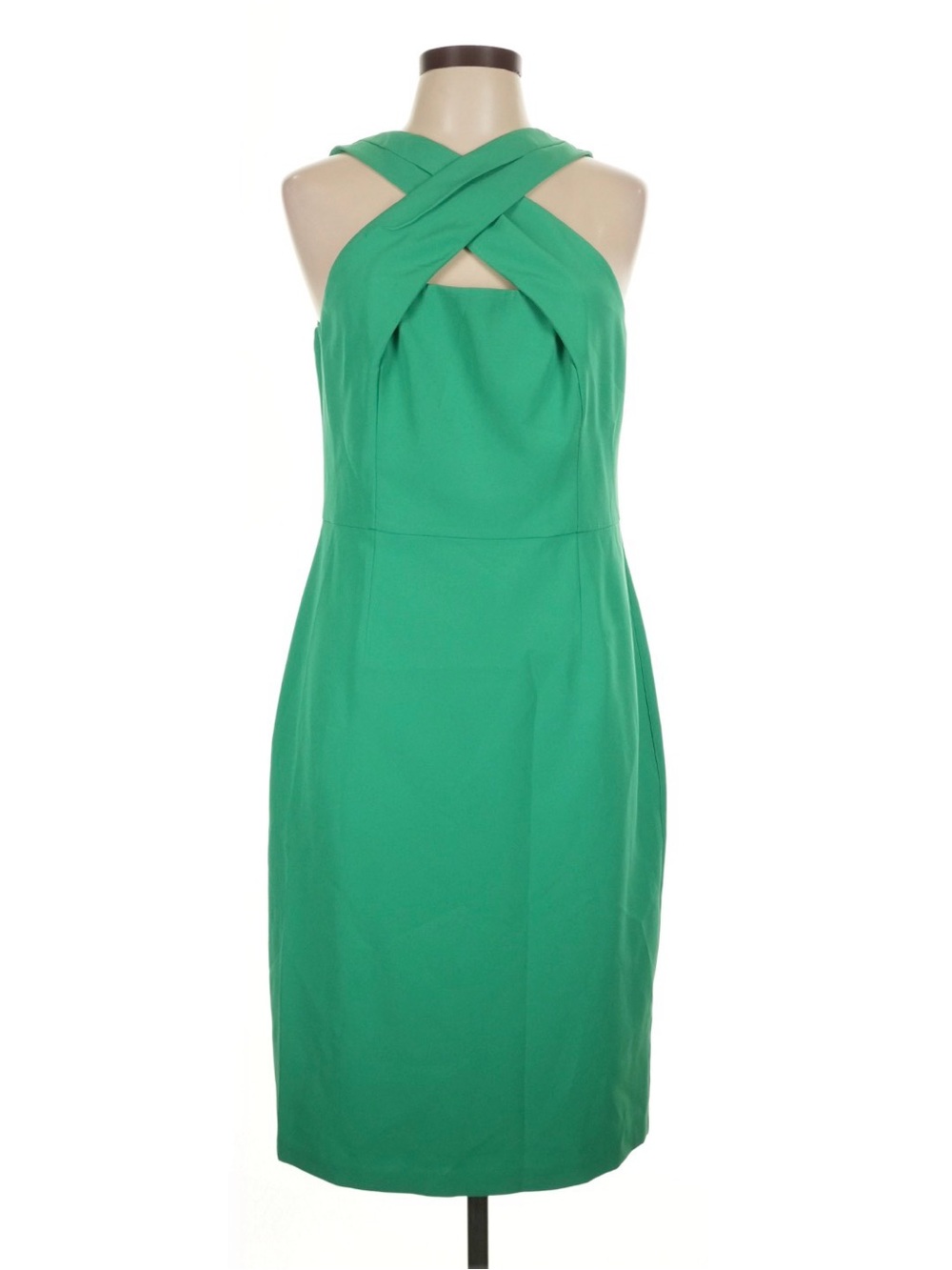 Vince Camuto Emerald Green One-Shoulder Cross-Front Sheath Dress